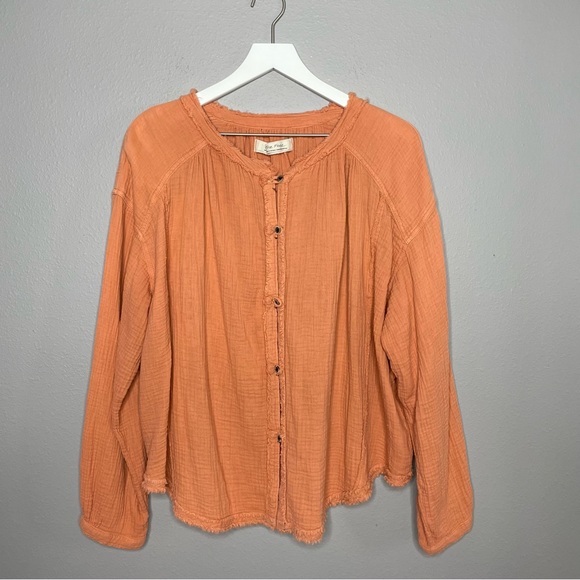 Free People We The Free Raw Hem Button Down Long Sleeve Top - Picture 2 of 4